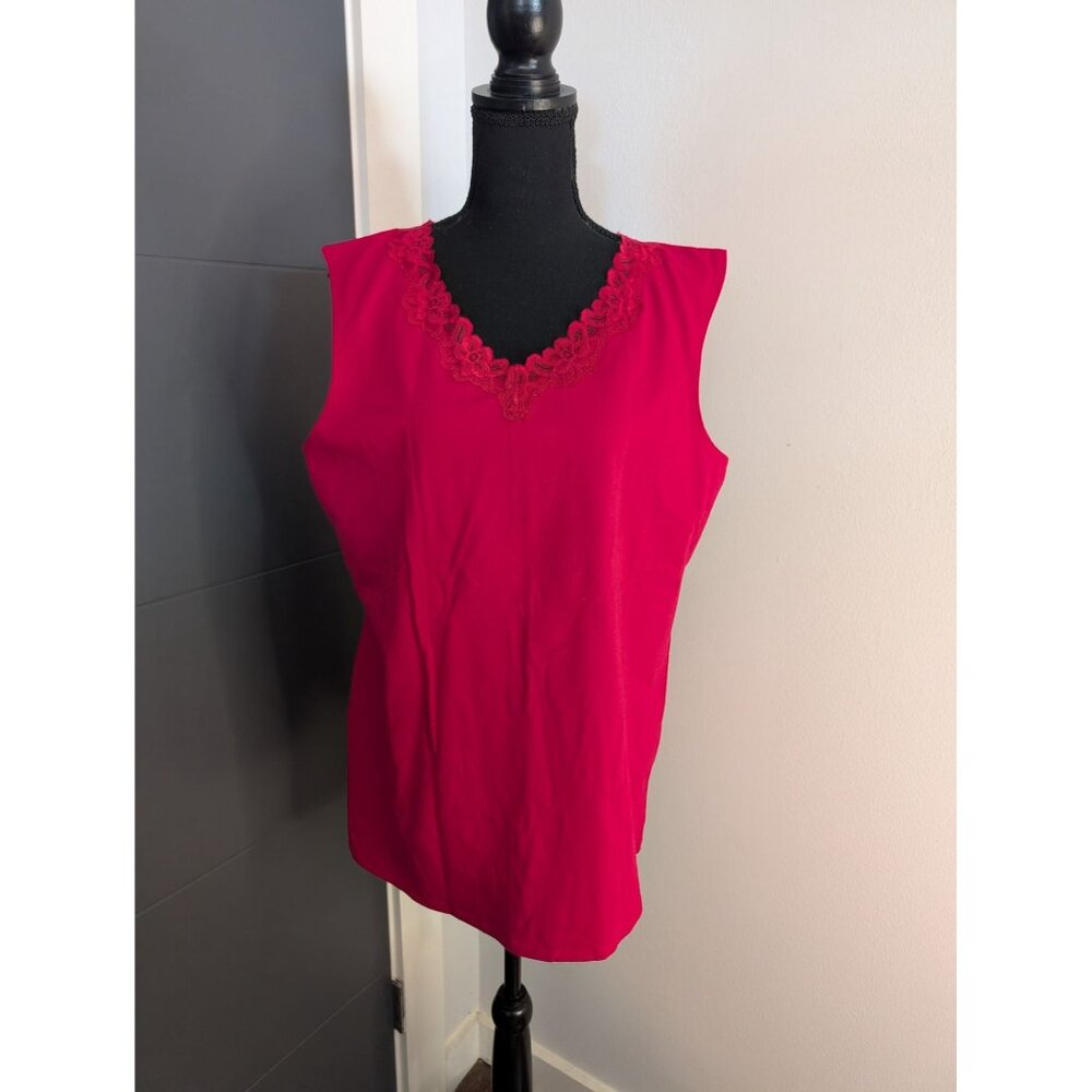 White Stag Hot Pink Lace-Trimmed V-Neck Sleeveless‎ Top -  XXL (20)